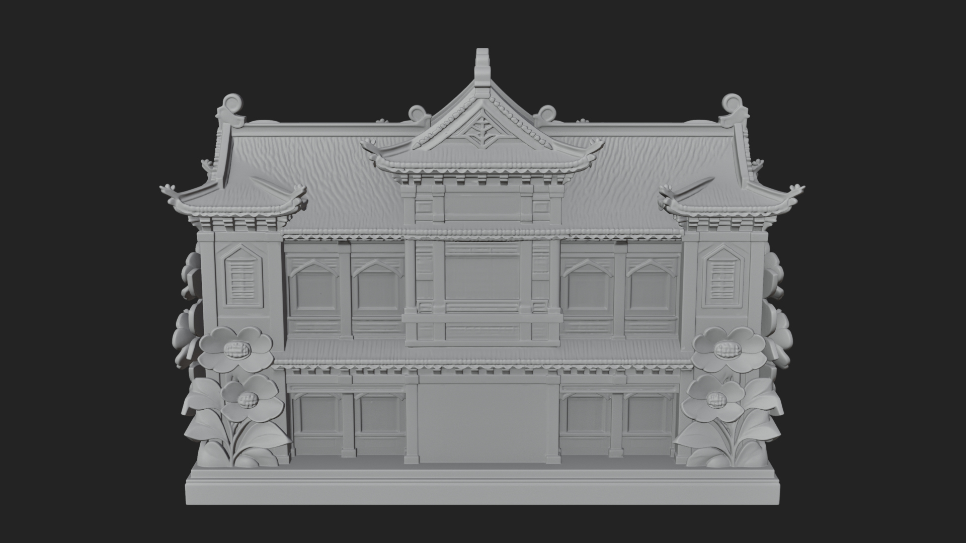Blossom Carved Manor House Design 1 3D Print Model 3D Model