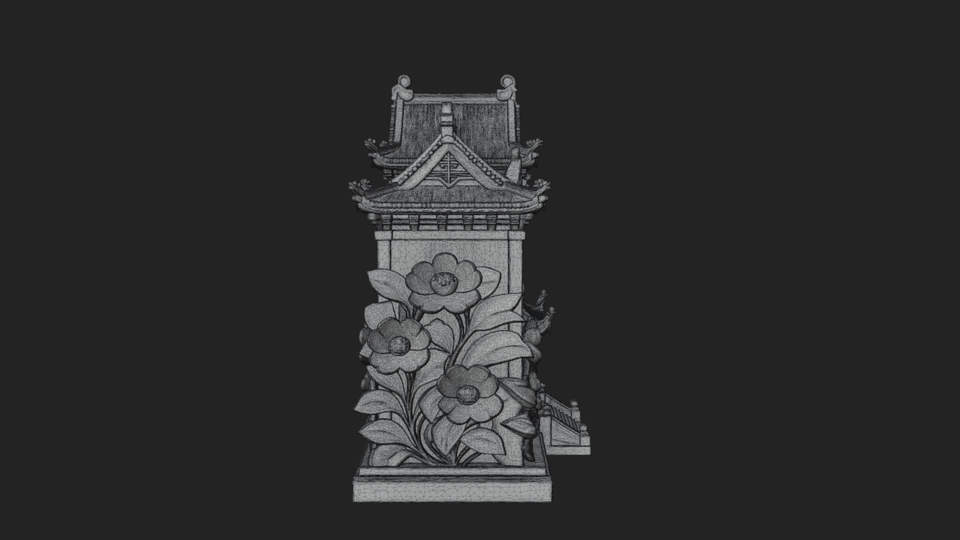 Blossom Carved Manor House Design 1 3D Print Model 3D Model