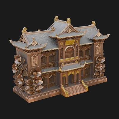 Blossom Carved Manor House Design 1 3D Print Model
