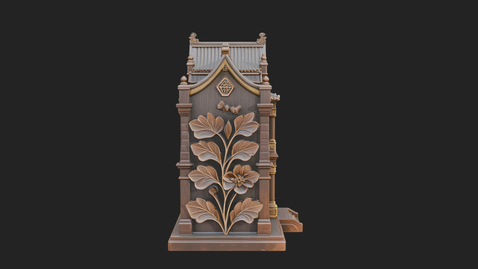 Blossom Carved Manor House Design 2 3D Print Model 3D Model