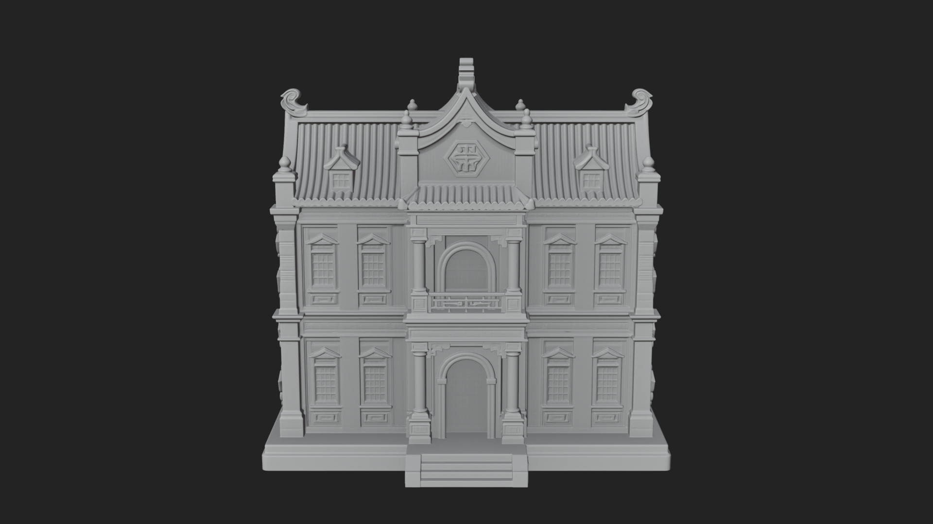 Blossom Carved Manor House Design 2 3D Print Model 3D Model