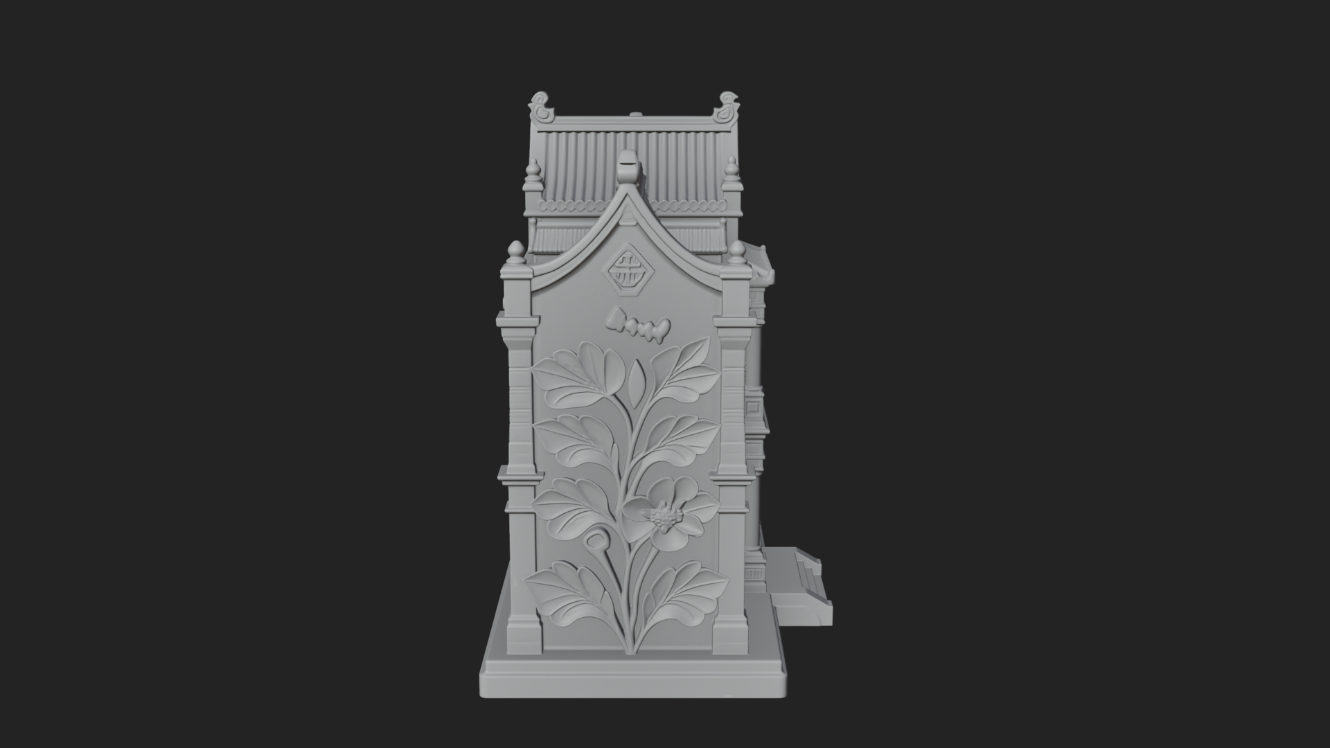 Blossom Carved Manor House Design 2 3D Print Model 3D Model