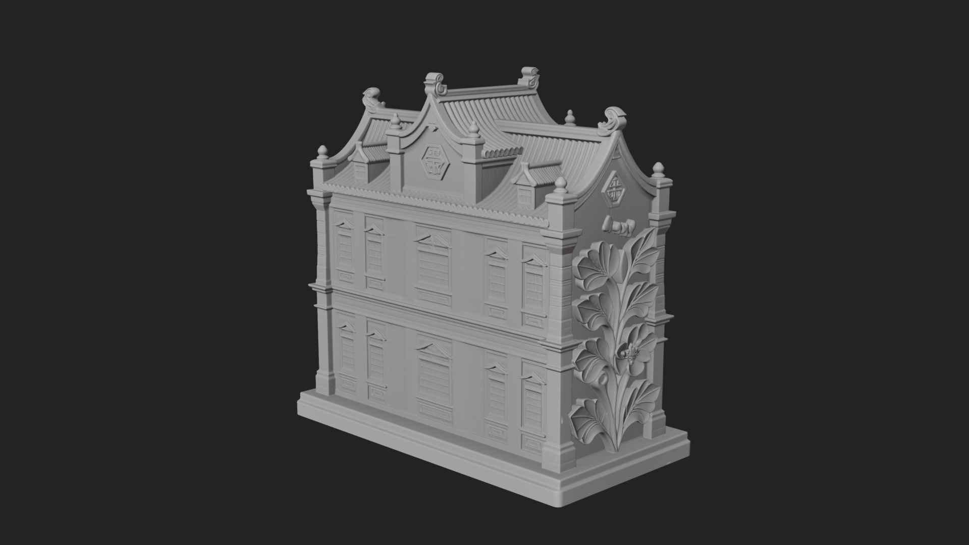 Blossom Carved Manor House Design 2 3D Print Model 3D Model