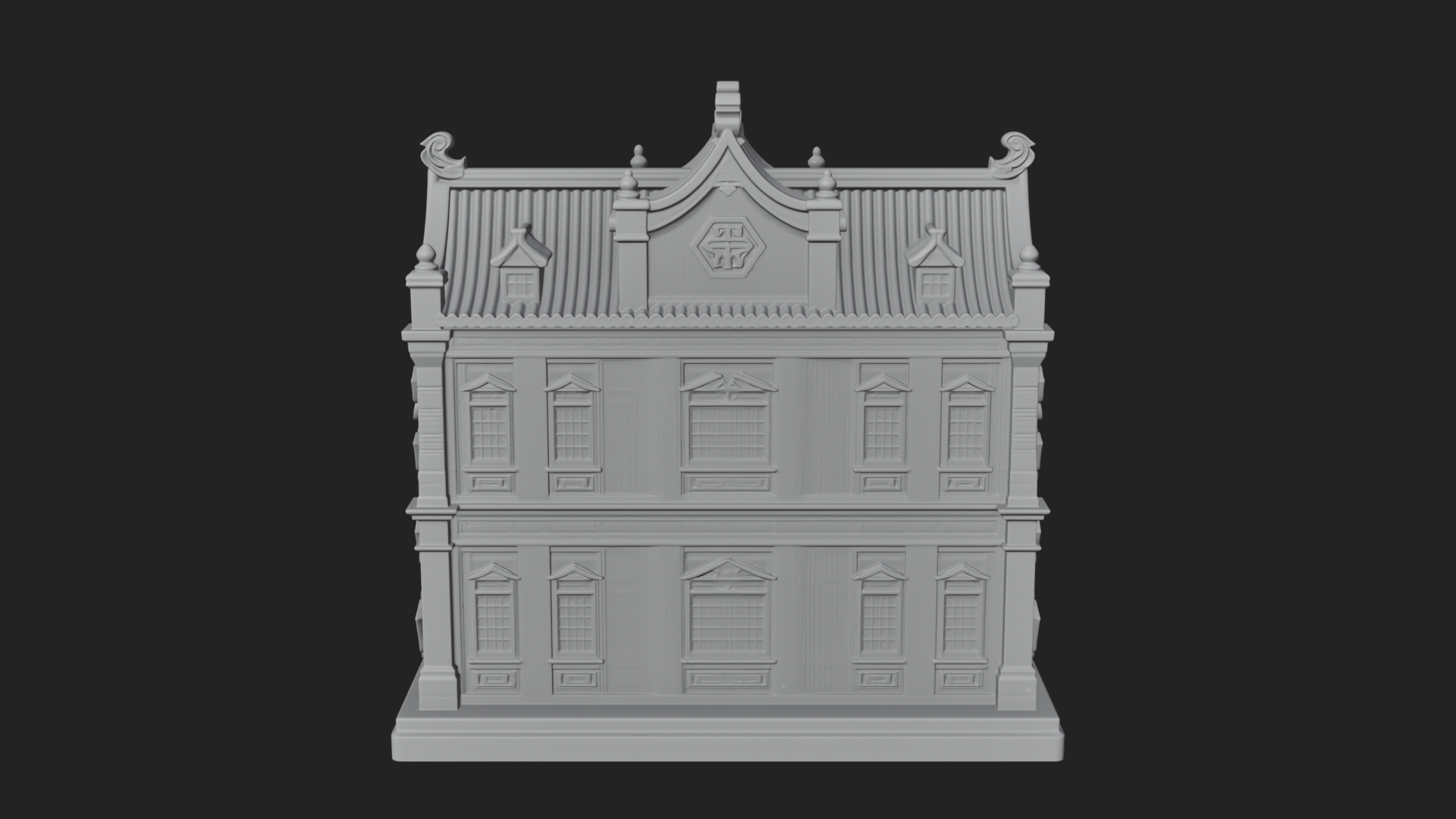 Blossom Carved Manor House Design 2 3D Print Model 3D Model