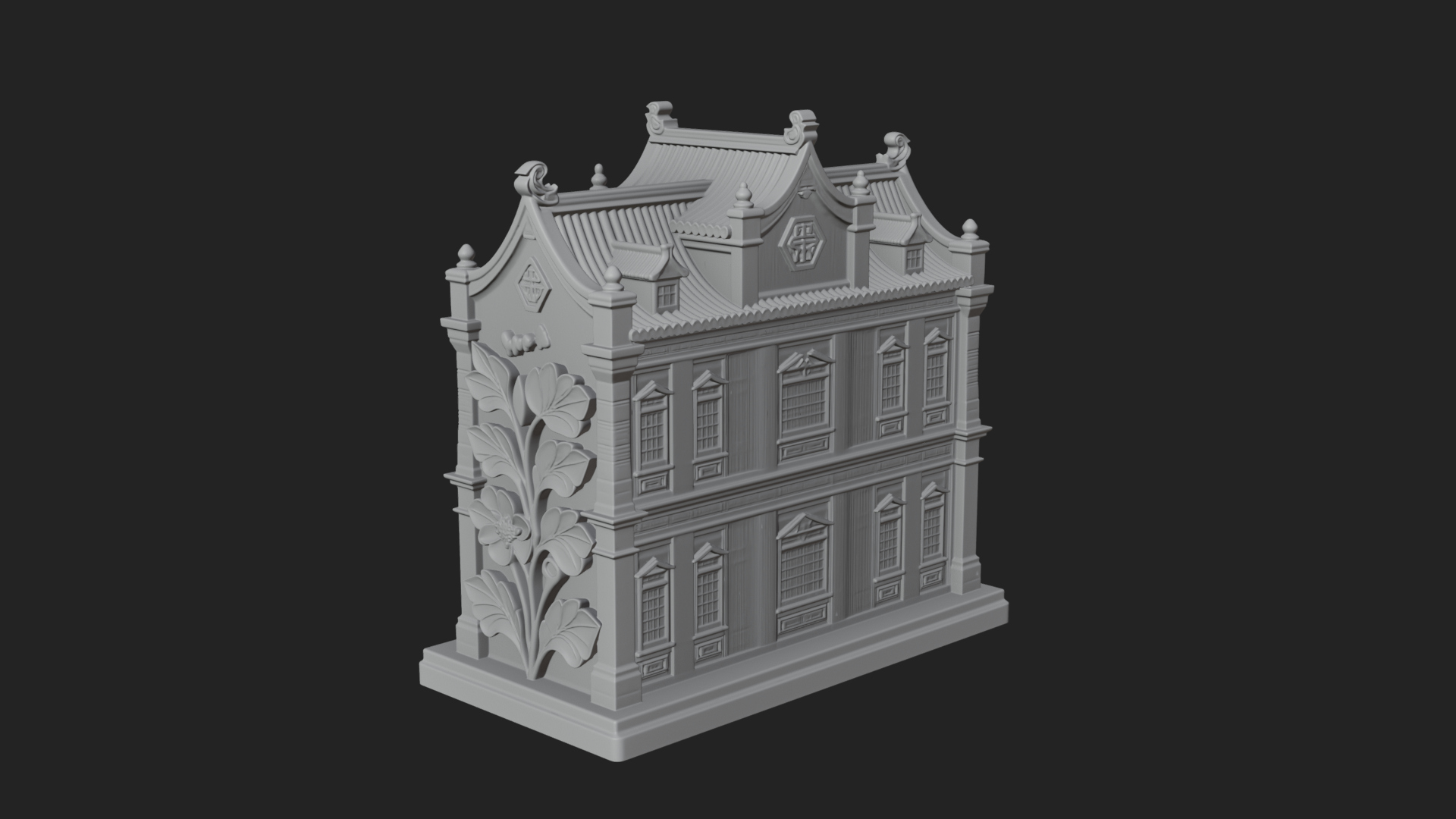 Blossom Carved Manor House Design 2 3D Print Model 3D Model