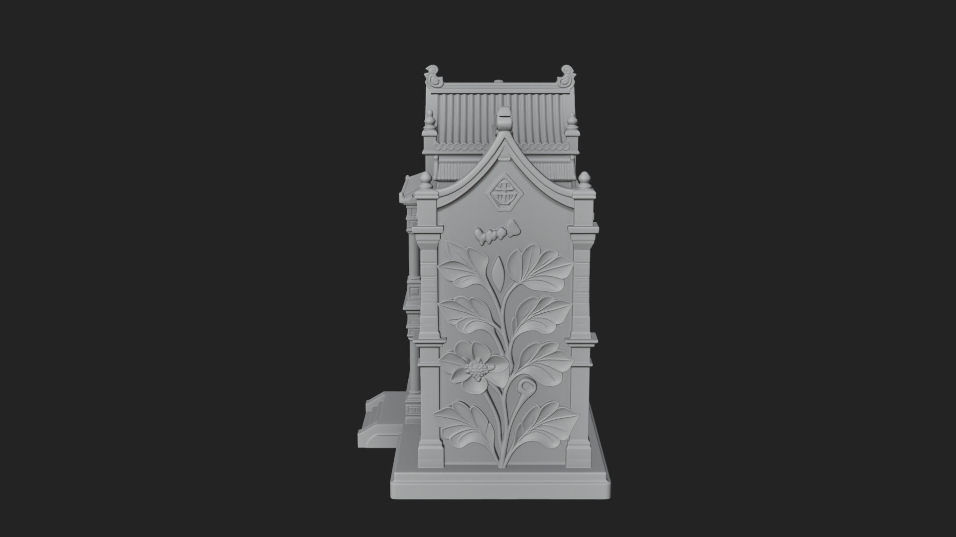 Blossom Carved Manor House Design 2 3D Print Model 3D Model