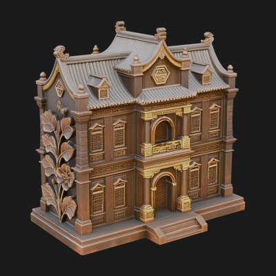 Blossom Carved Manor House Design 2 3D Print Model