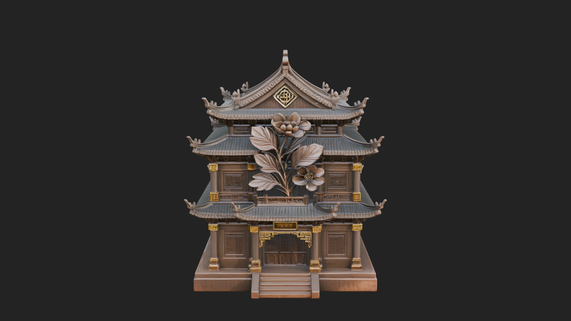 Blossom Carved Manor House Design 3 3D Print Model 3D Model