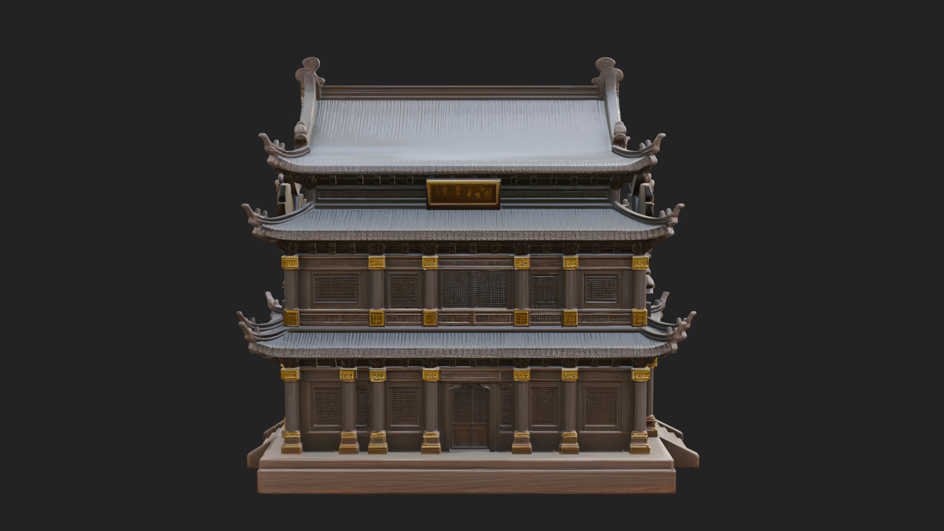 Blossom Carved Manor House Design 3 3D Print Model 3D Model