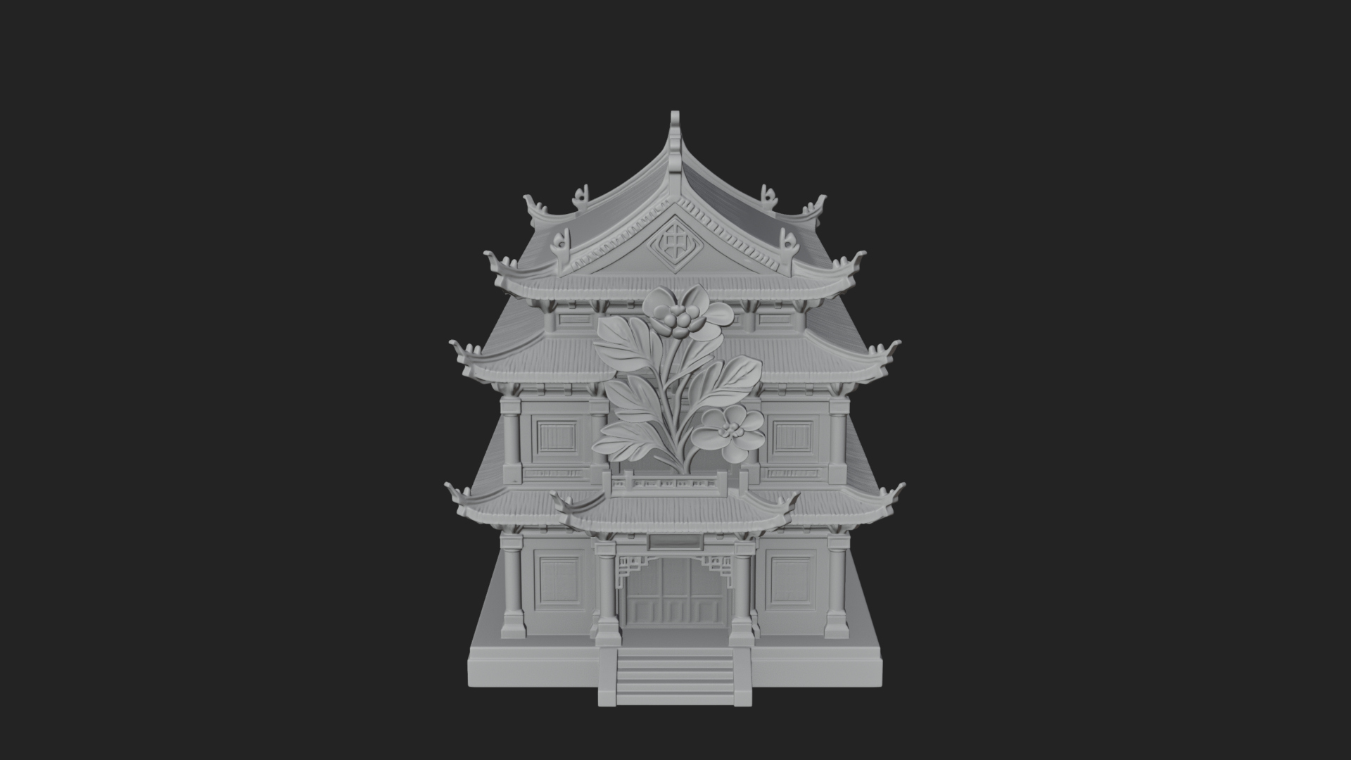 Blossom Carved Manor House Design 3 3D Print Model 3D Model