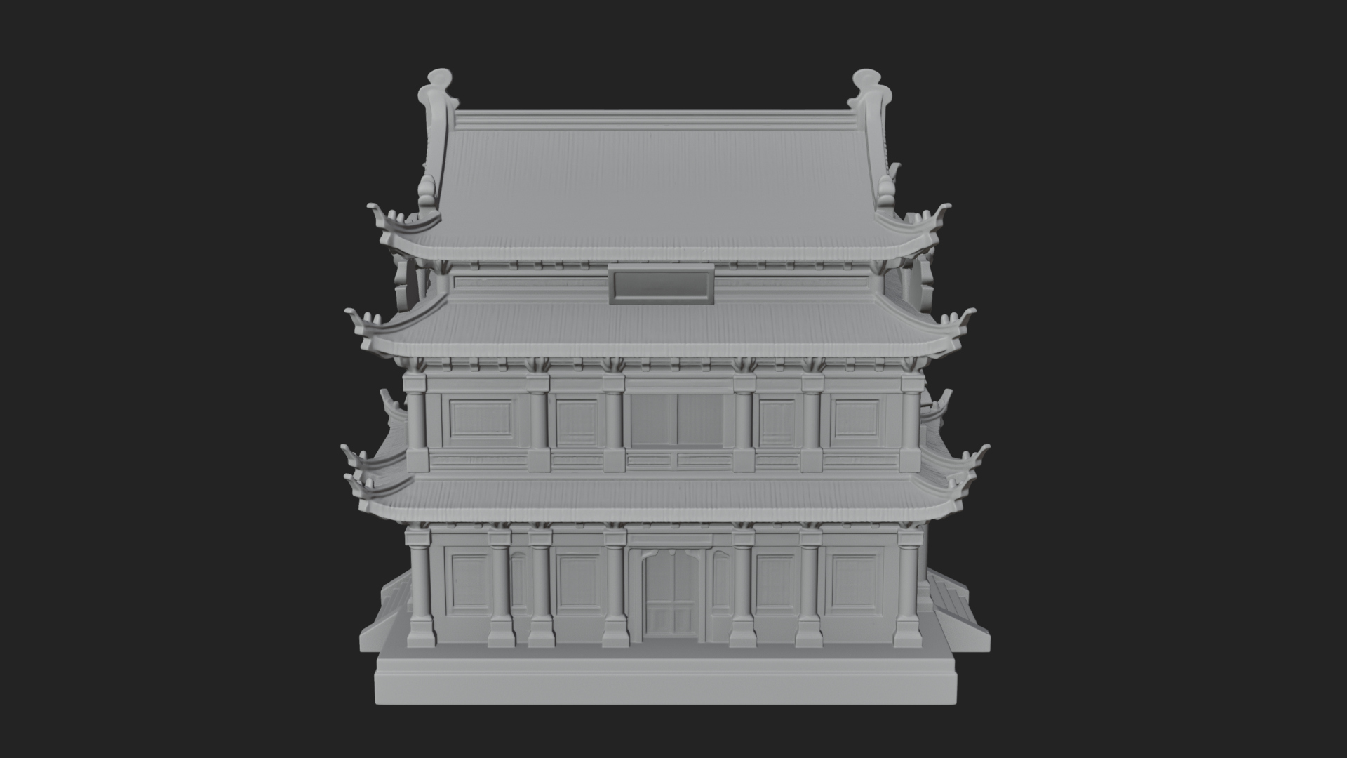 Blossom Carved Manor House Design 3 3D Print Model 3D Model