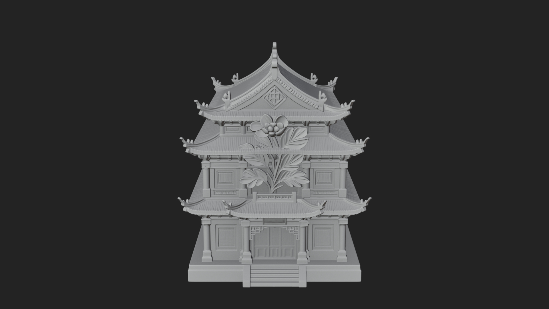 Blossom Carved Manor House Design 3 3D Print Model 3D Model