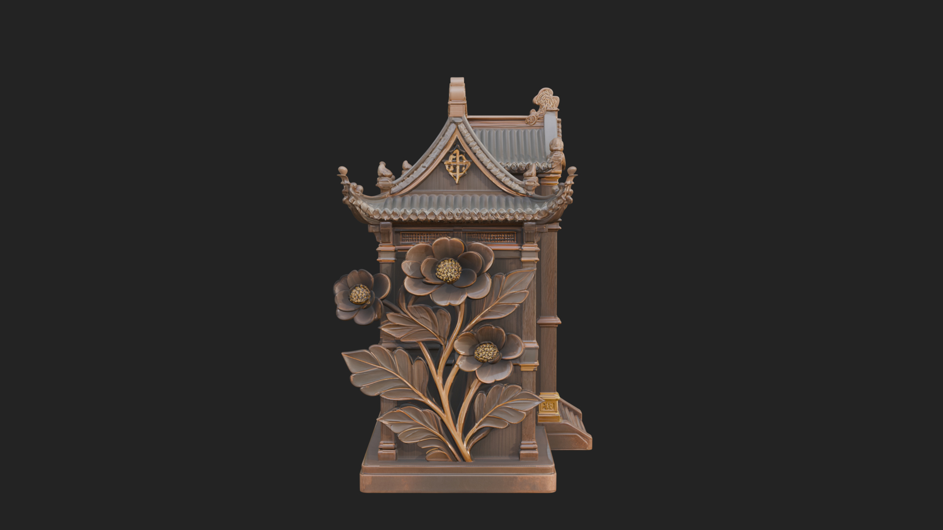 Blossom Carved Manor House Design 4 3D Print Model 3D Model