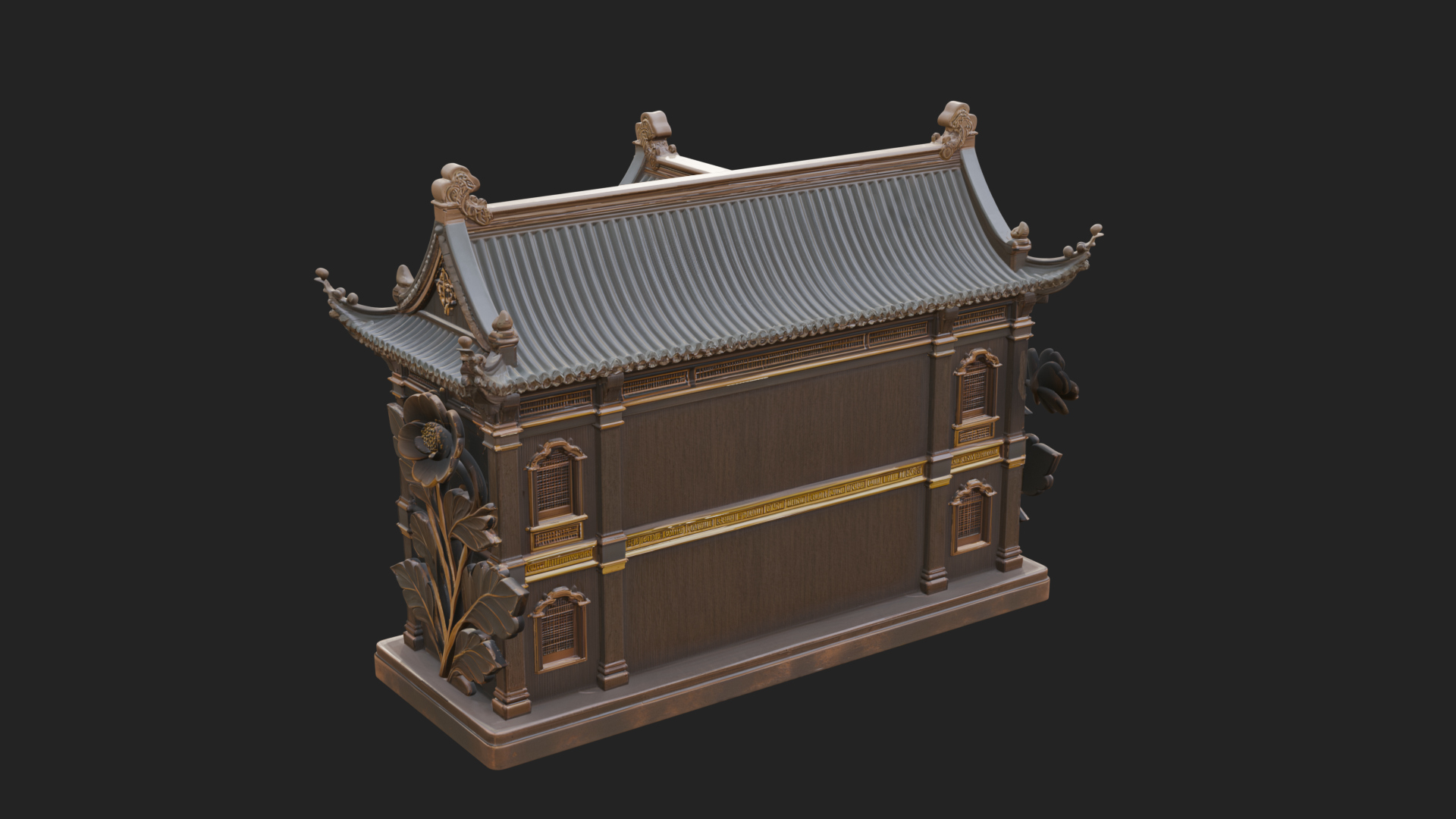 Blossom Carved Manor House Design 4 3D Print Model 3D Model