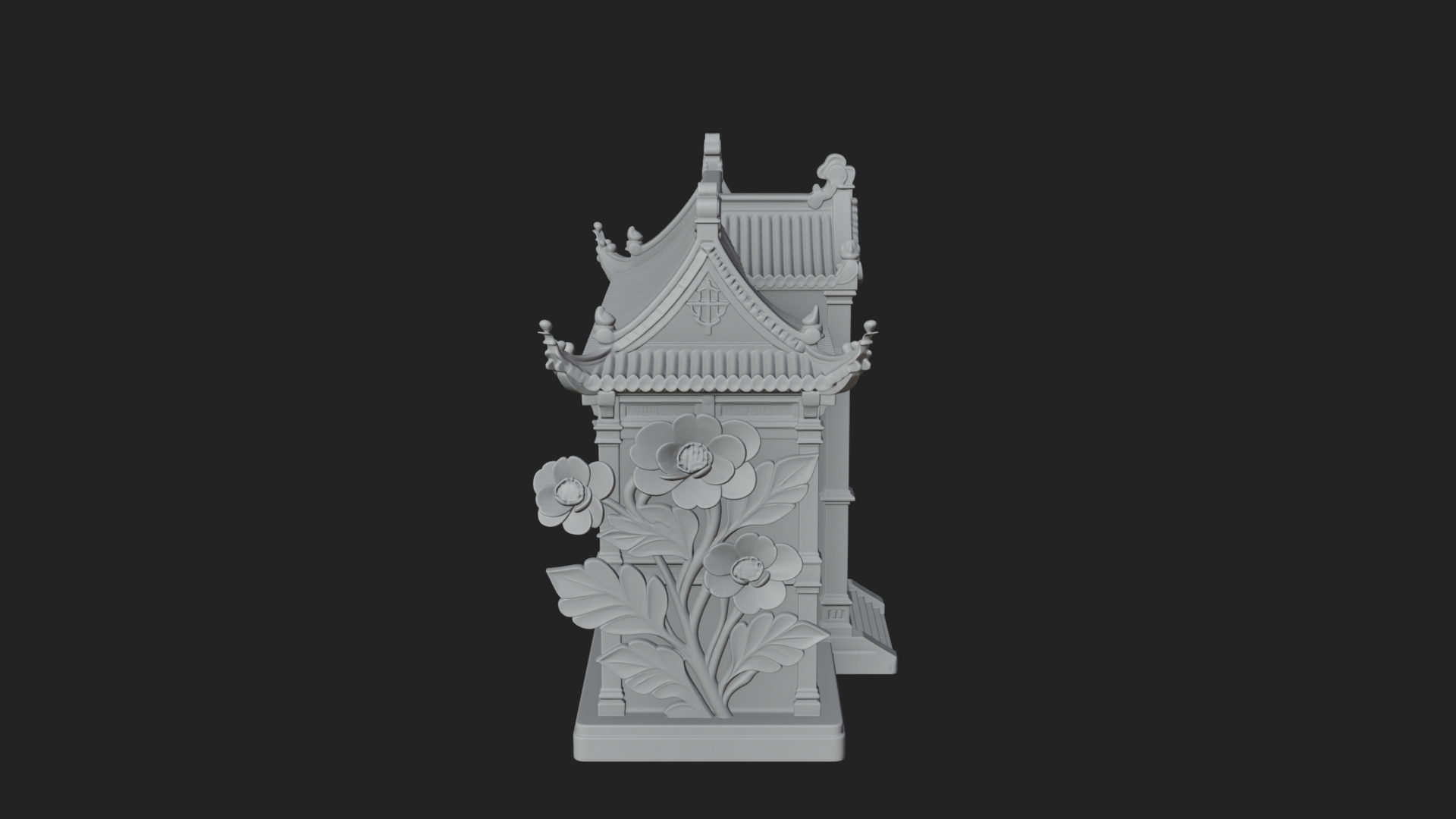 Blossom Carved Manor House Design 4 3D Print Model 3D Model