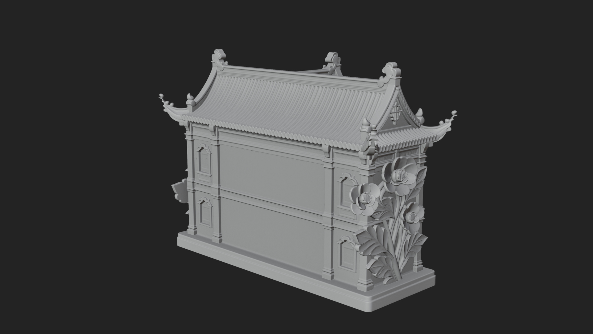 Blossom Carved Manor House Design 4 3D Print Model 3D Model