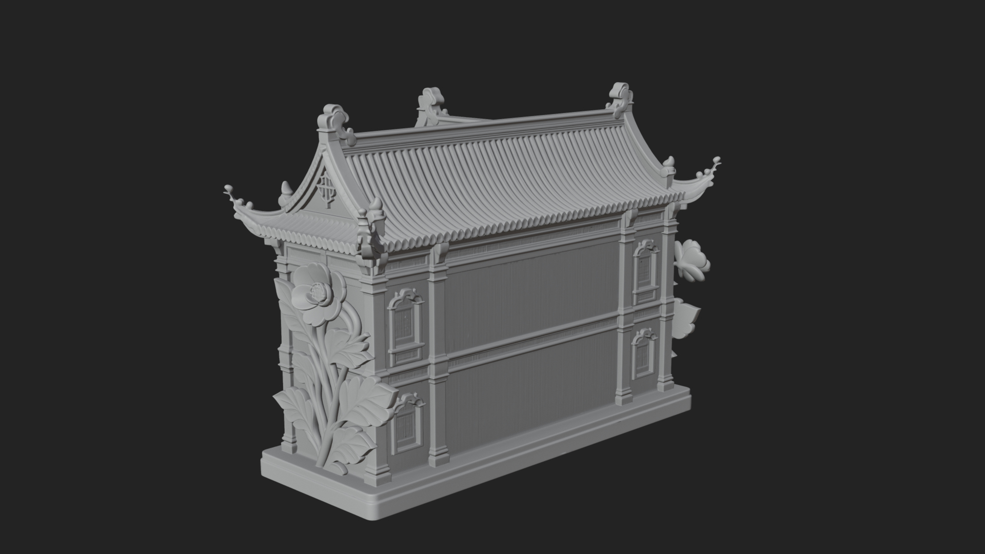 Blossom Carved Manor House Design 4 3D Print Model 3D Model