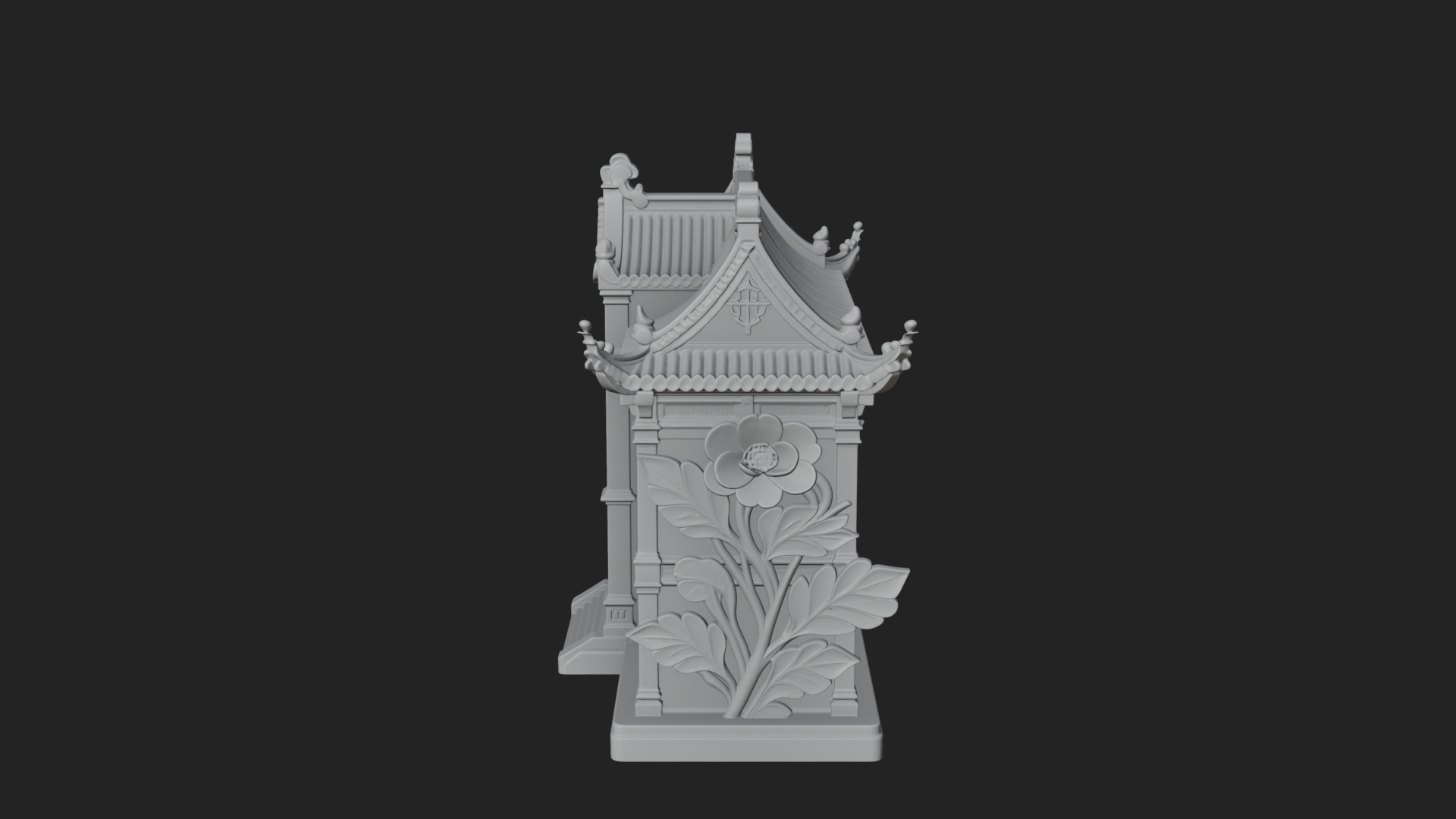Blossom Carved Manor House Design 4 3D Print Model 3D Model