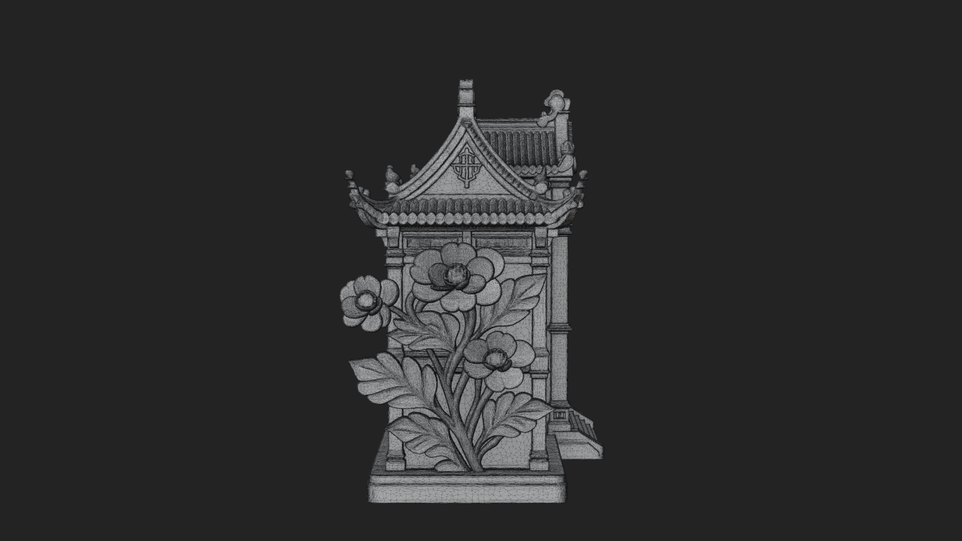 Blossom Carved Manor House Design 4 3D Print Model 3D Model