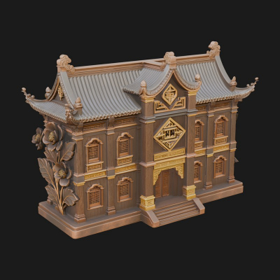 Blossom Carved Manor House Design 4 3D Print Model