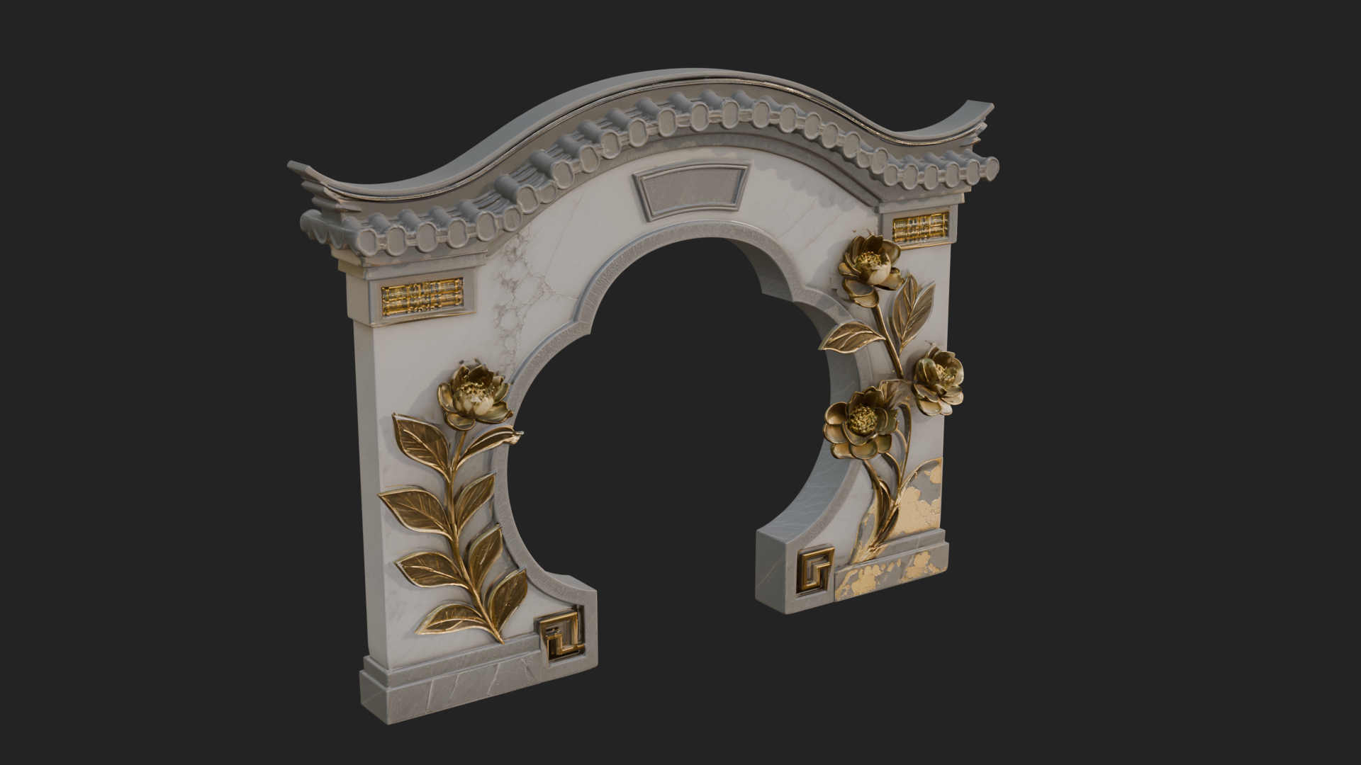 Blossom Carved Stone Arch Design 1 3D Print Model 3D Model