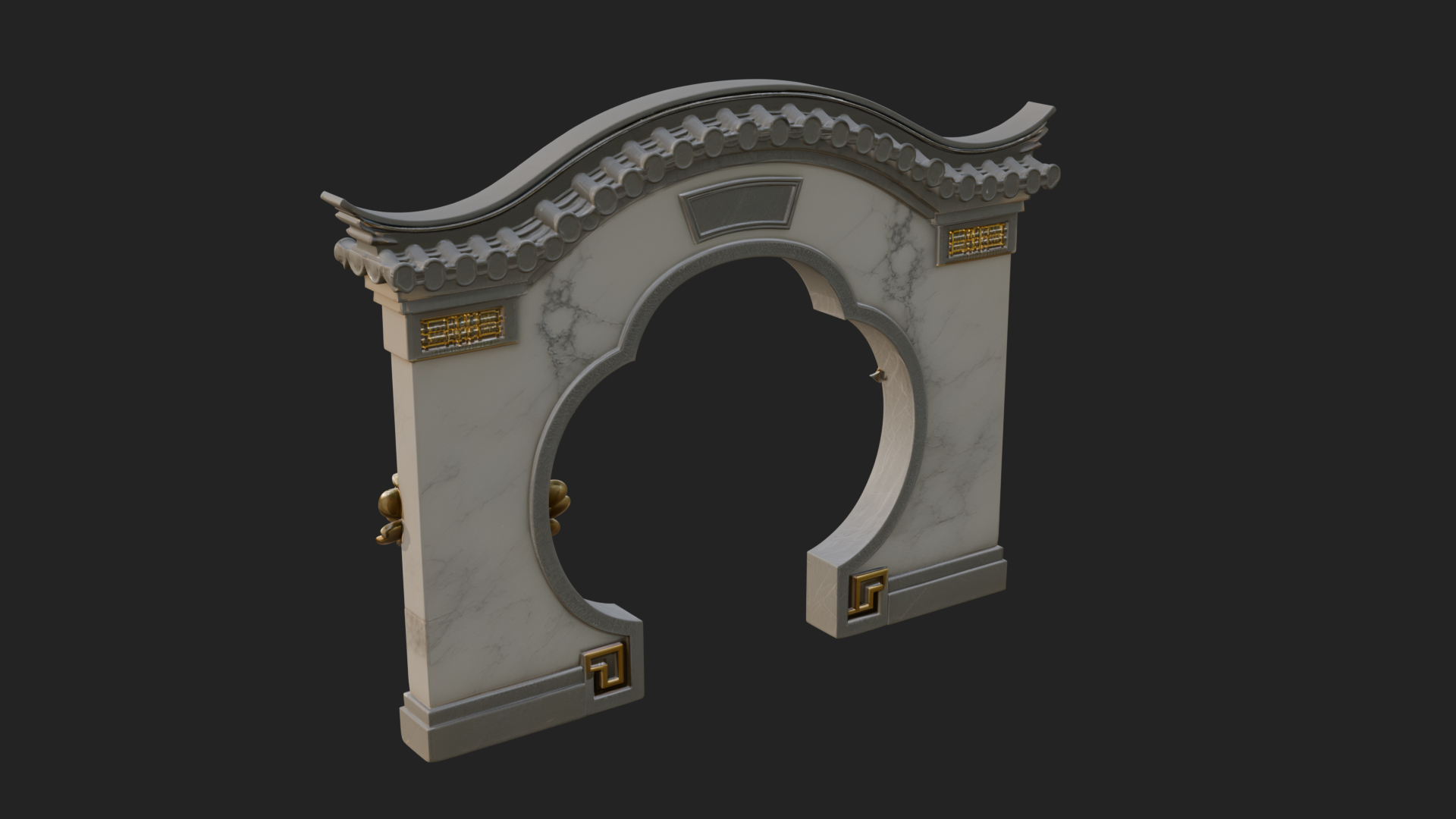 Blossom Carved Stone Arch Design 1 3D Print Model 3D Model