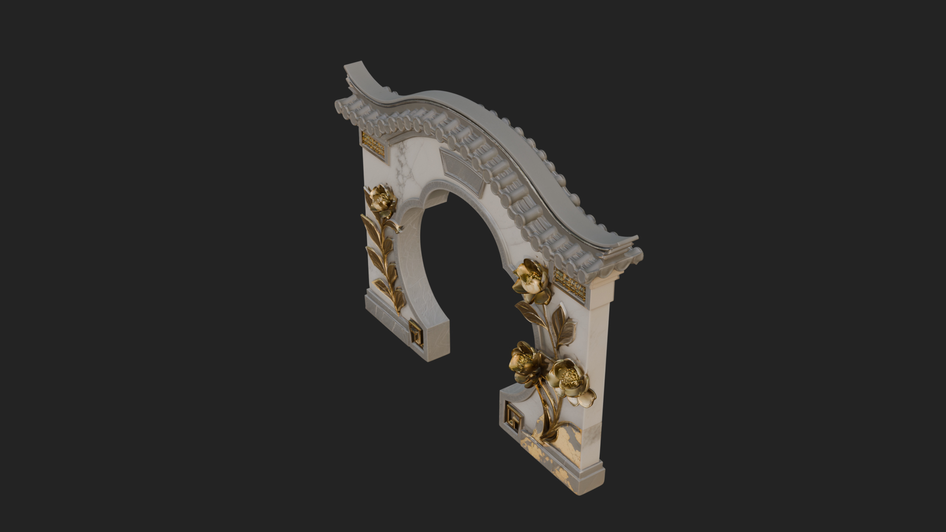 Blossom Carved Stone Arch Design 1 3D Print Model 3D Model