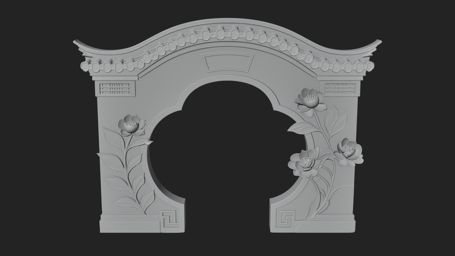 Blossom Carved Stone Arch Design 1 3D Print Model 3D Model