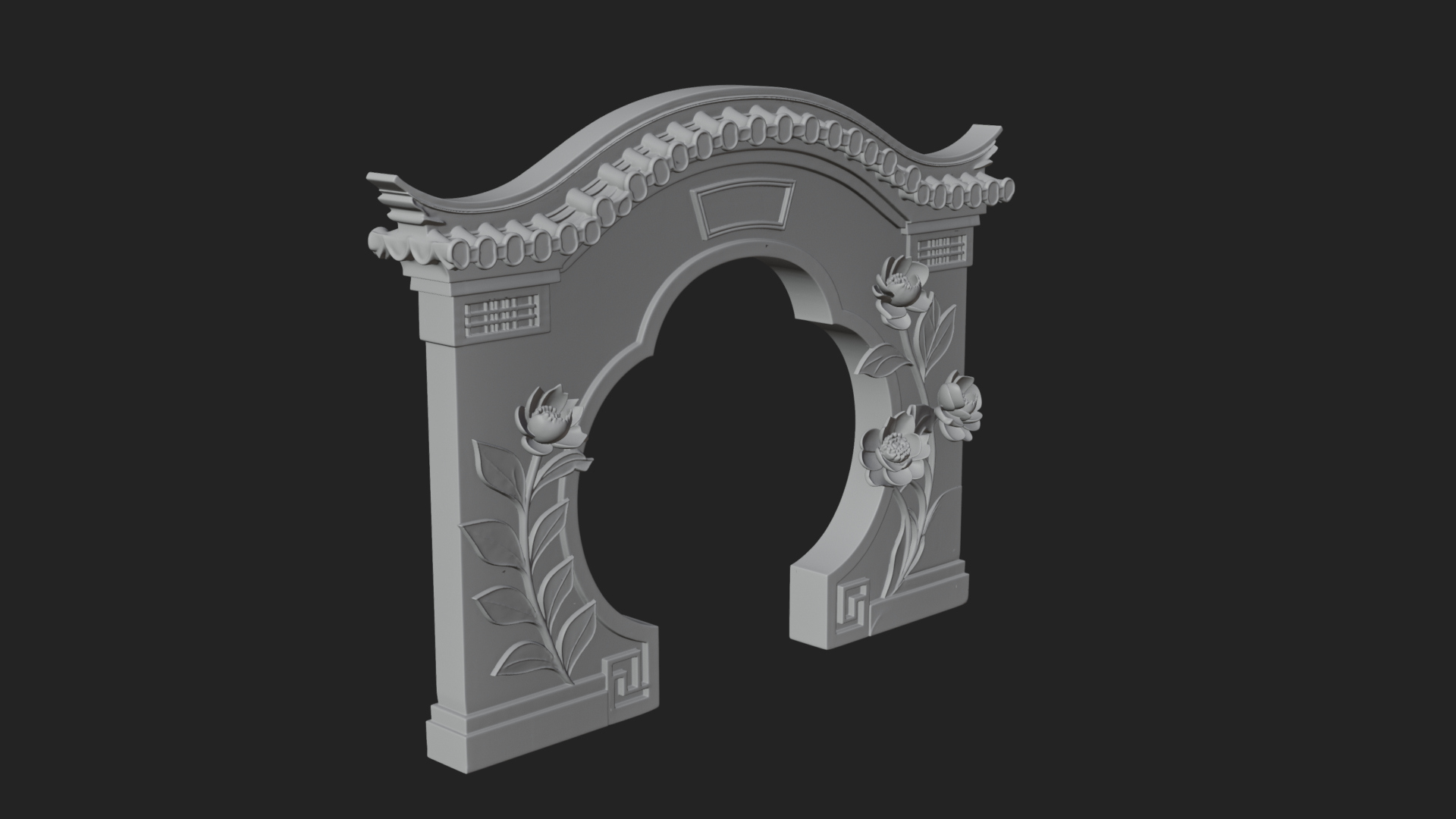 Blossom Carved Stone Arch Design 1 3D Print Model 3D Model