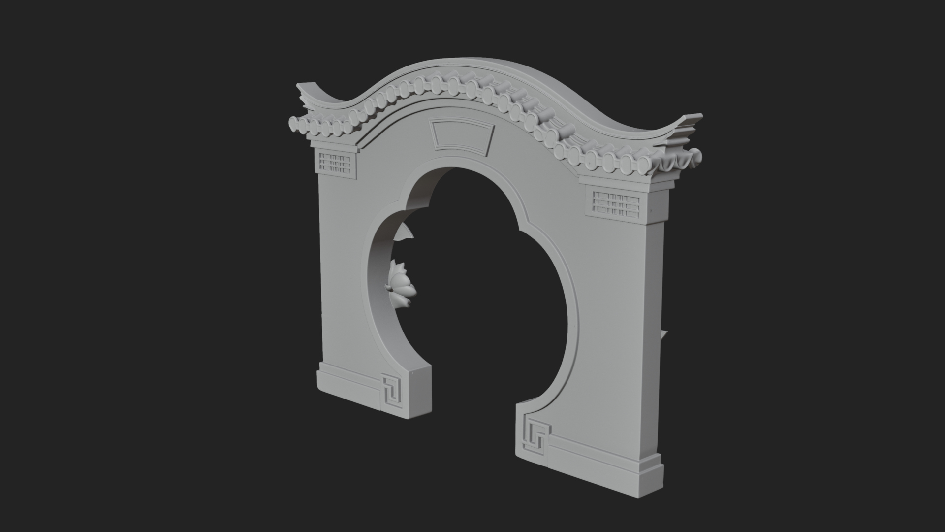 Blossom Carved Stone Arch Design 1 3D Print Model 3D Model
