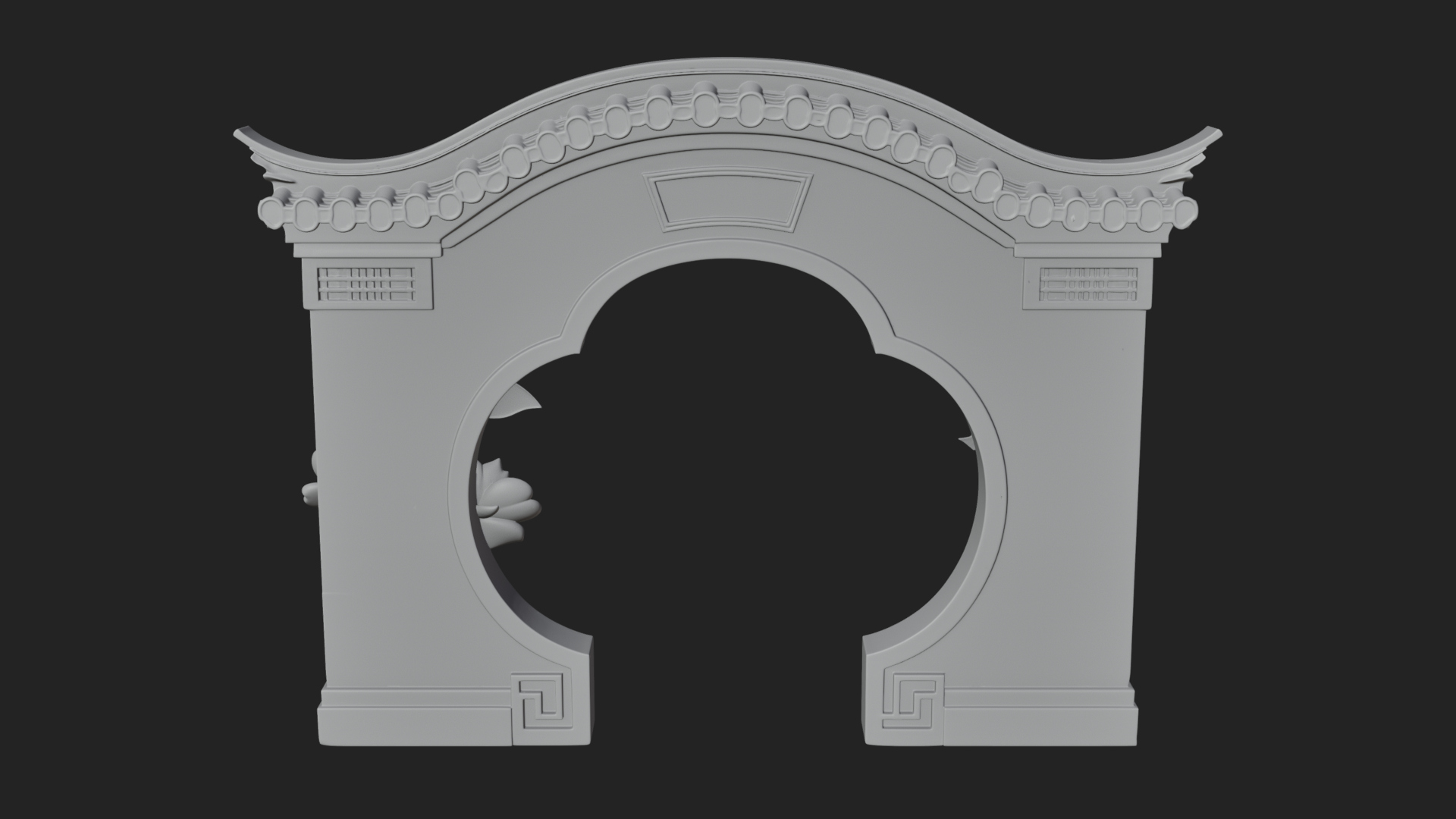 Blossom Carved Stone Arch Design 1 3D Print Model 3D Model