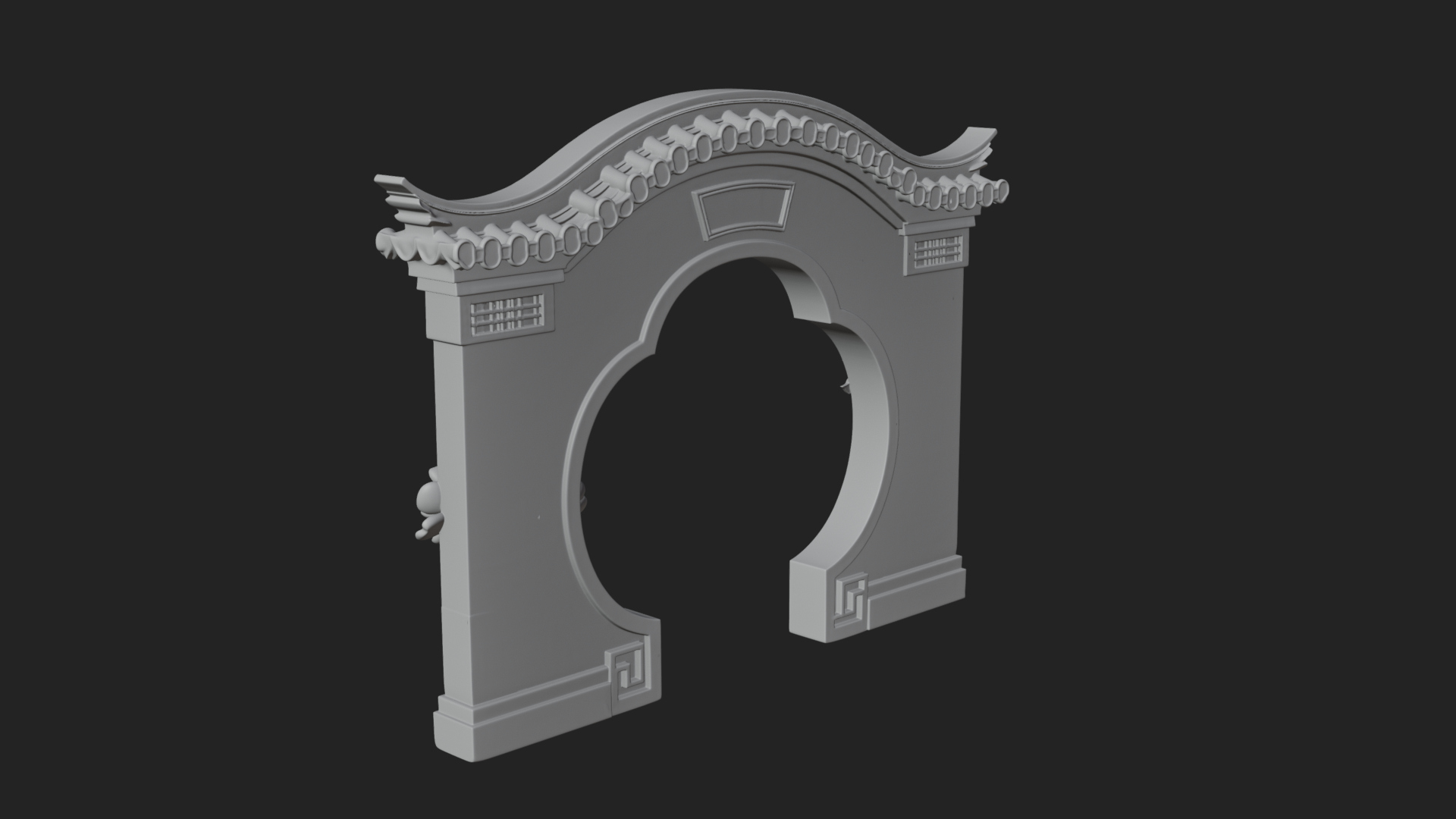 Blossom Carved Stone Arch Design 1 3D Print Model 3D Model
