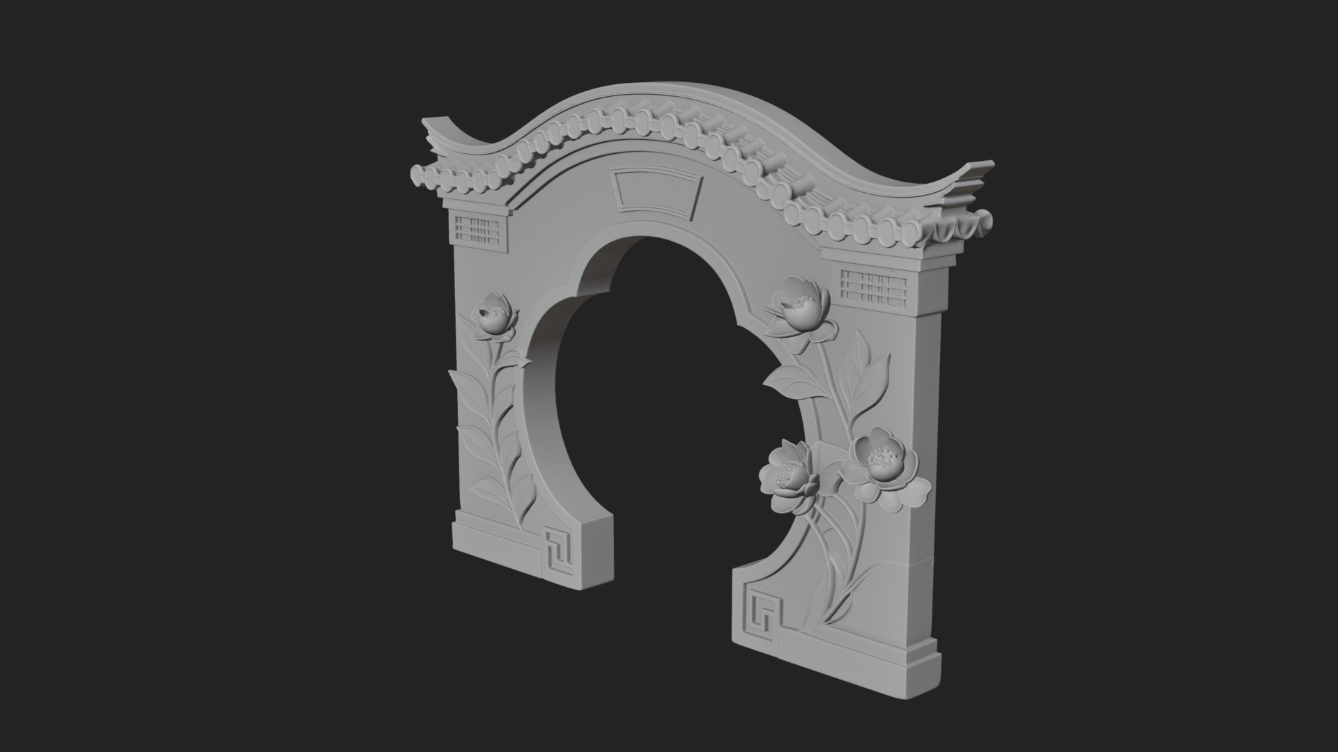 Blossom Carved Stone Arch Design 1 3D Print Model 3D Model