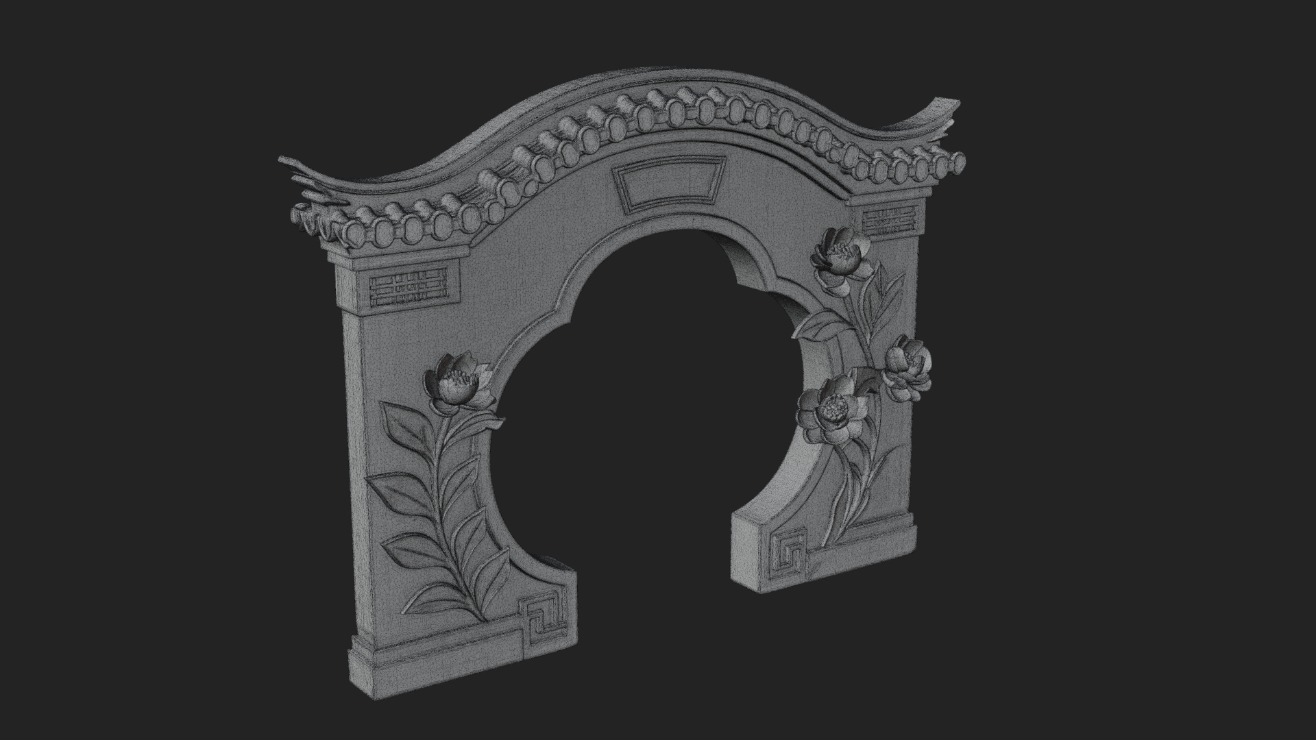 Blossom Carved Stone Arch Design 1 3D Print Model 3D Model