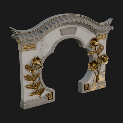 Blossom Carved Stone Arch Design 1 3D Print Model