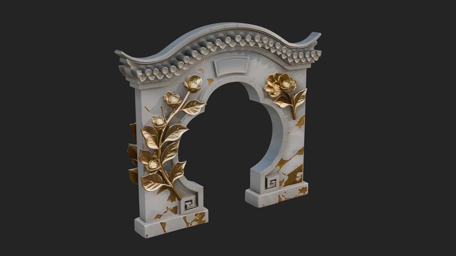 Blossom Carved Stone Arch Design 2 3D Print Model 3D Model