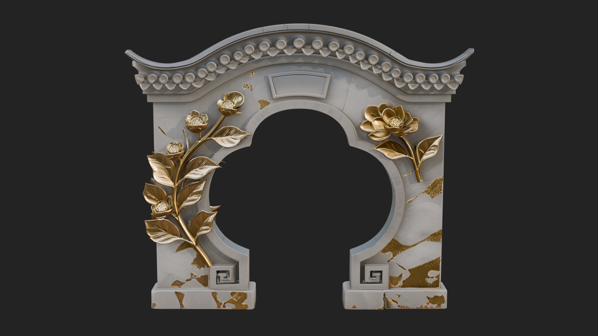 Blossom Carved Stone Arch Design 2 3D Print Model 3D Model