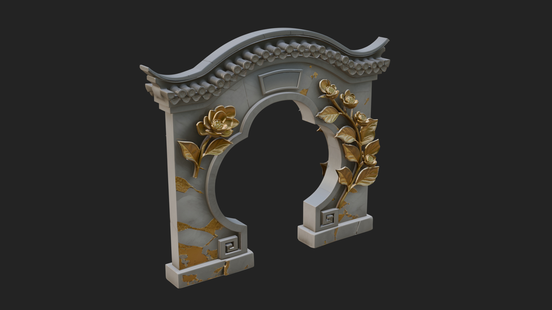 Blossom Carved Stone Arch Design 2 3D Print Model 3D Model