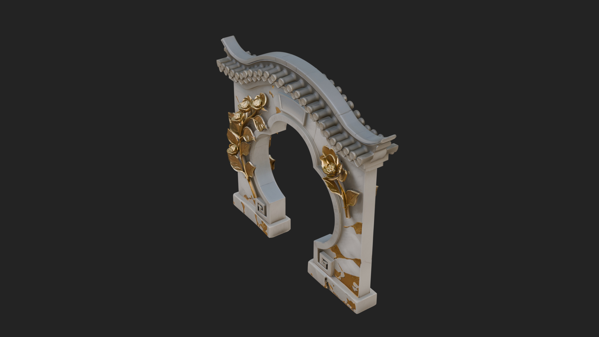 Blossom Carved Stone Arch Design 2 3D Print Model 3D Model