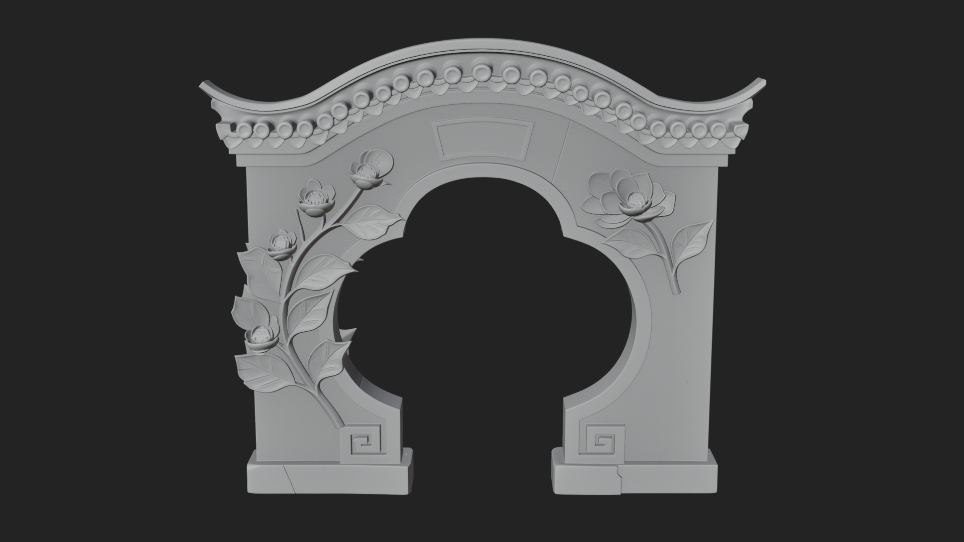 Blossom Carved Stone Arch Design 2 3D Print Model 3D Model
