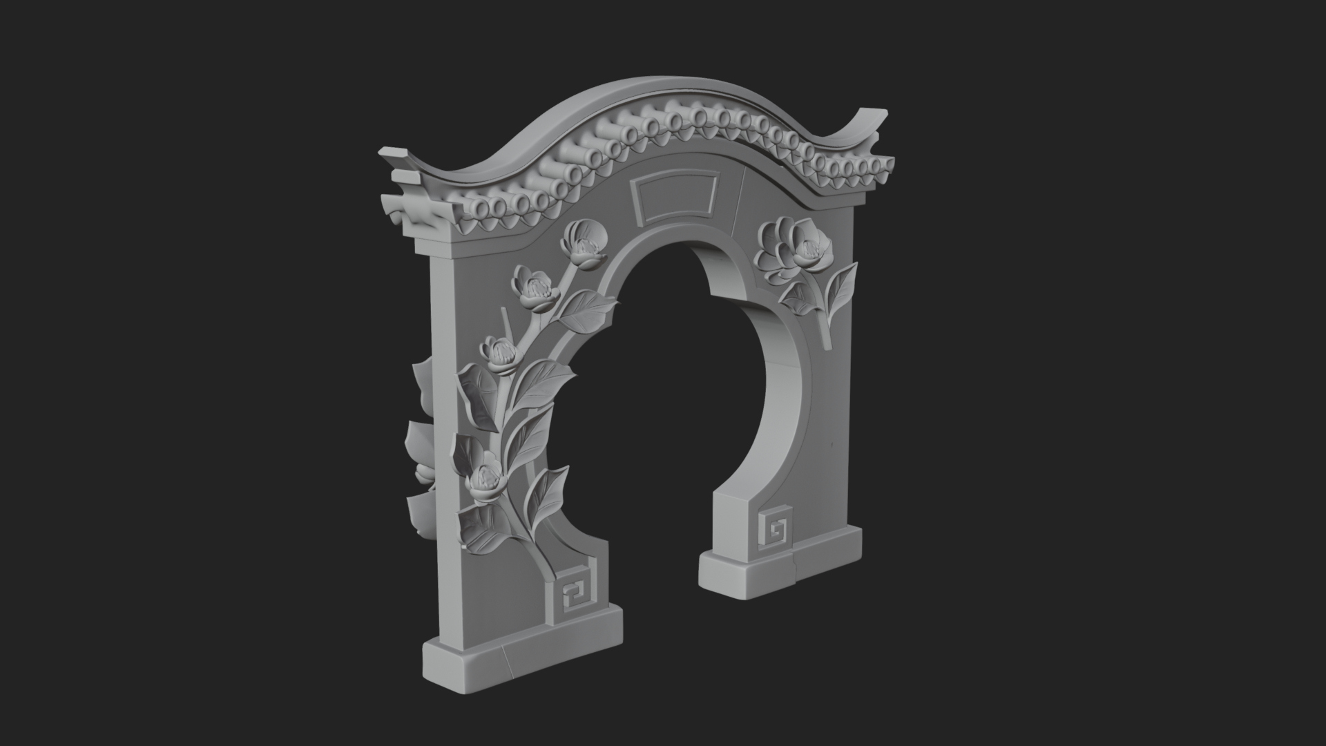 Blossom Carved Stone Arch Design 2 3D Print Model 3D Model