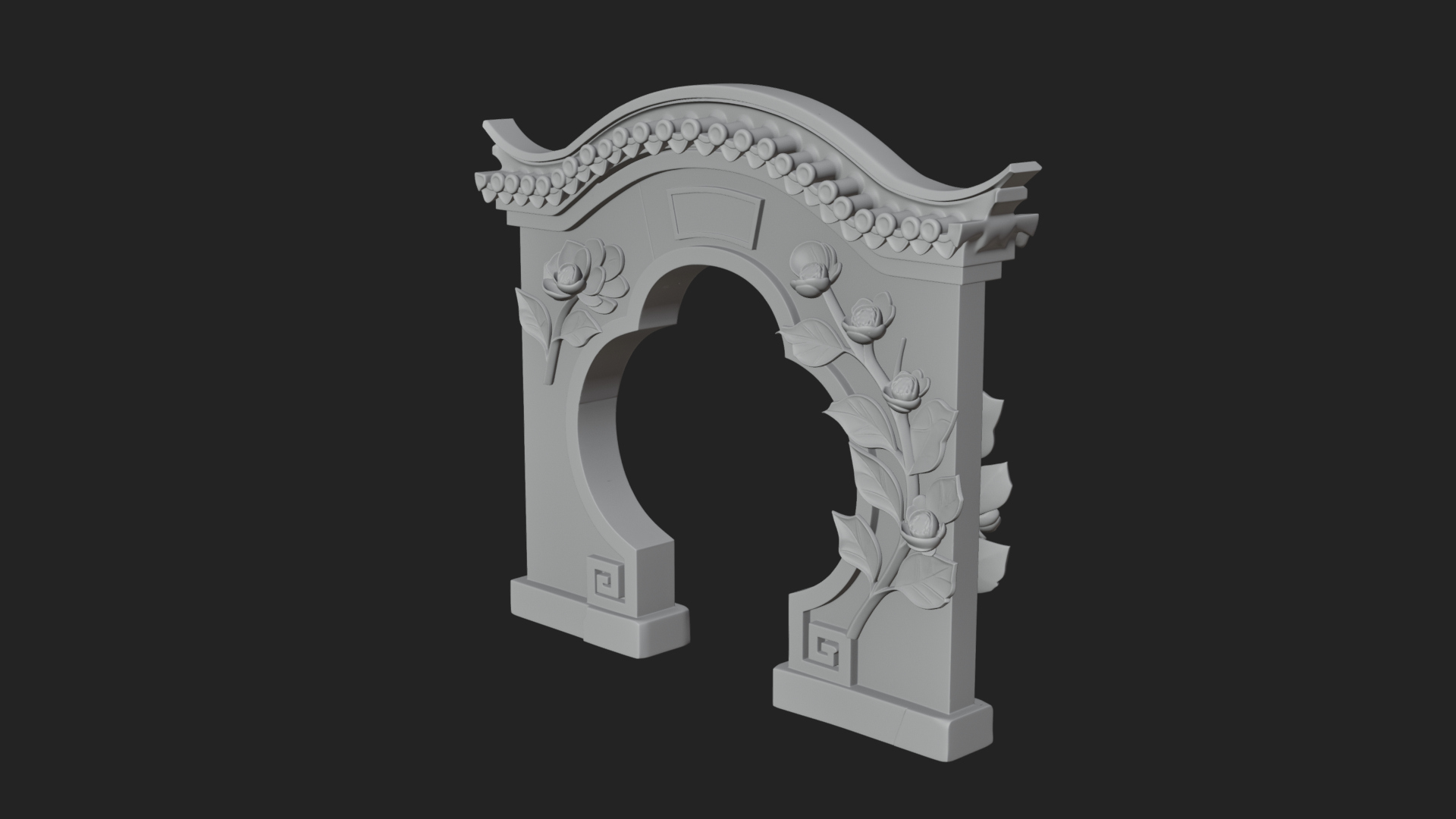 Blossom Carved Stone Arch Design 2 3D Print Model 3D Model