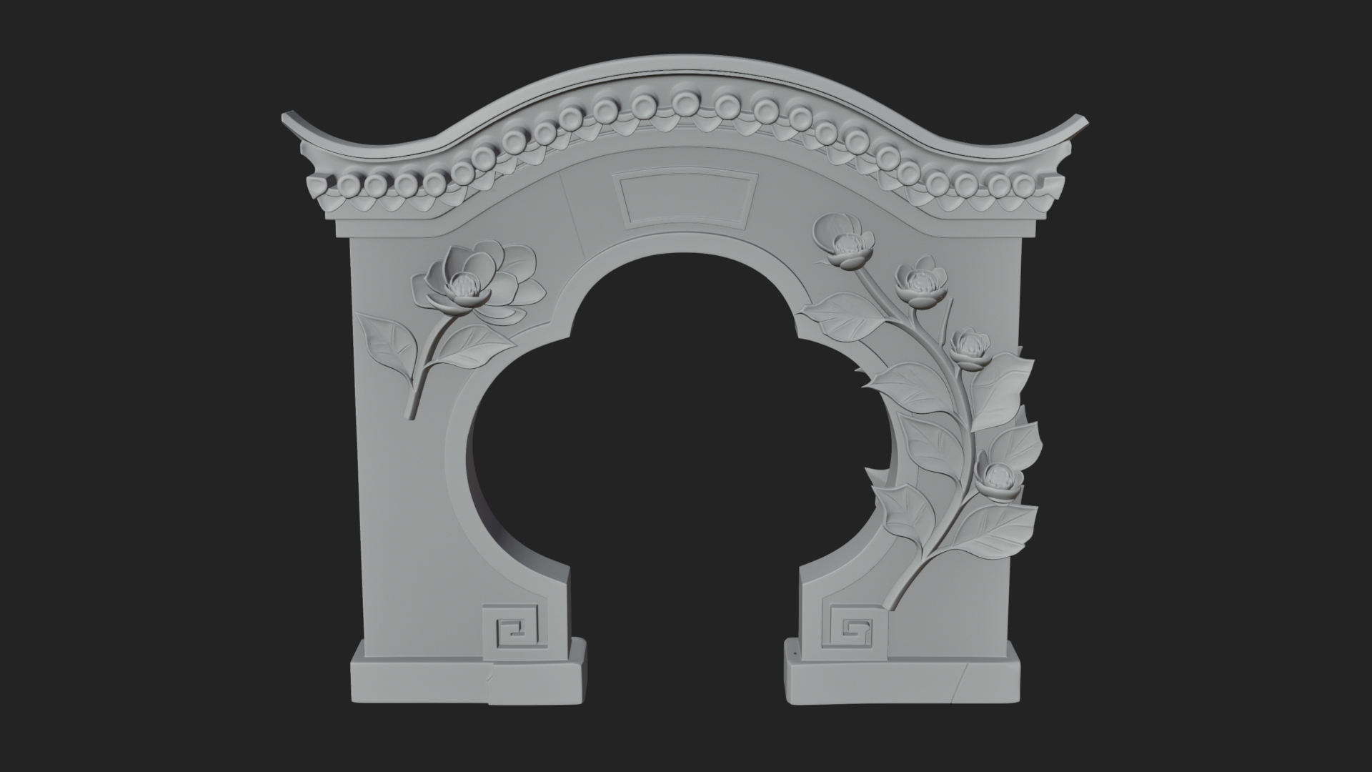Blossom Carved Stone Arch Design 2 3D Print Model 3D Model