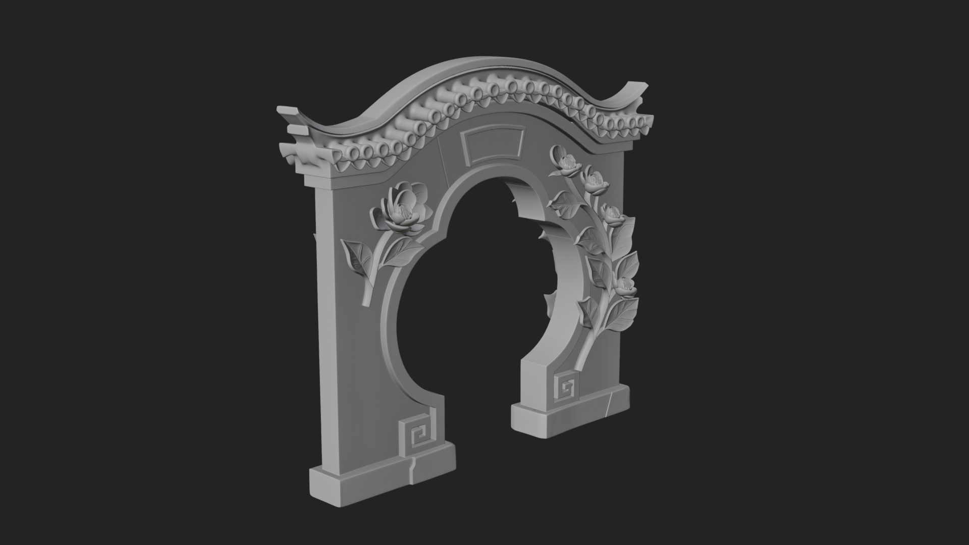 Blossom Carved Stone Arch Design 2 3D Print Model 3D Model