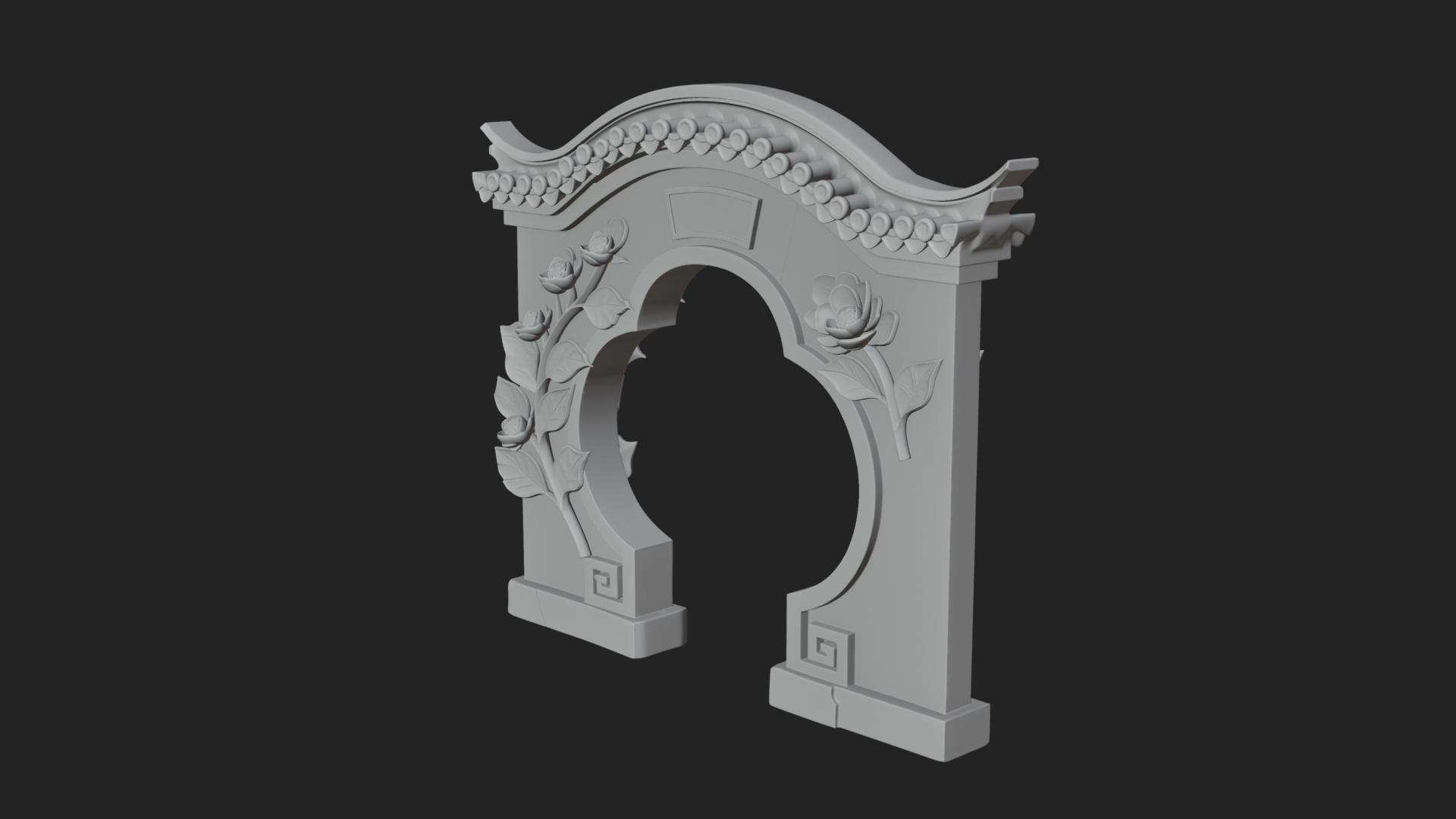 Blossom Carved Stone Arch Design 2 3D Print Model 3D Model