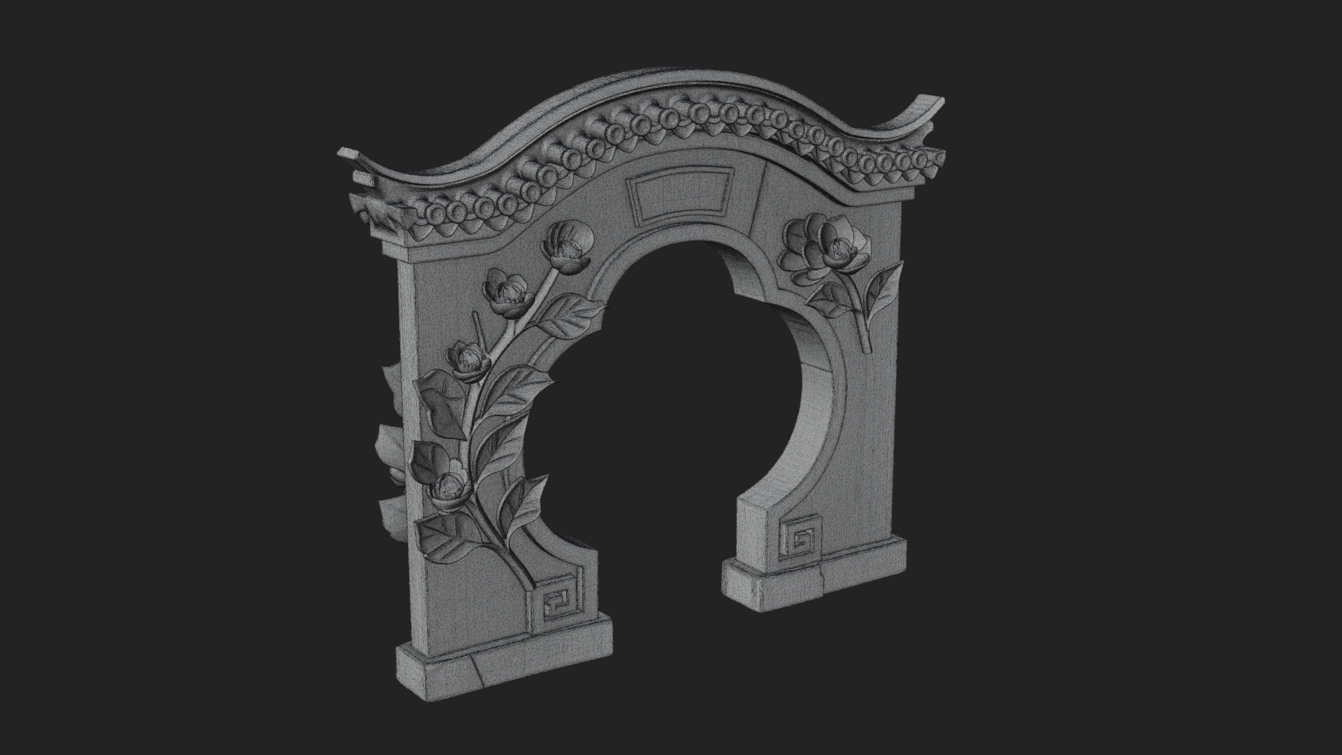 Blossom Carved Stone Arch Design 2 3D Print Model 3D Model