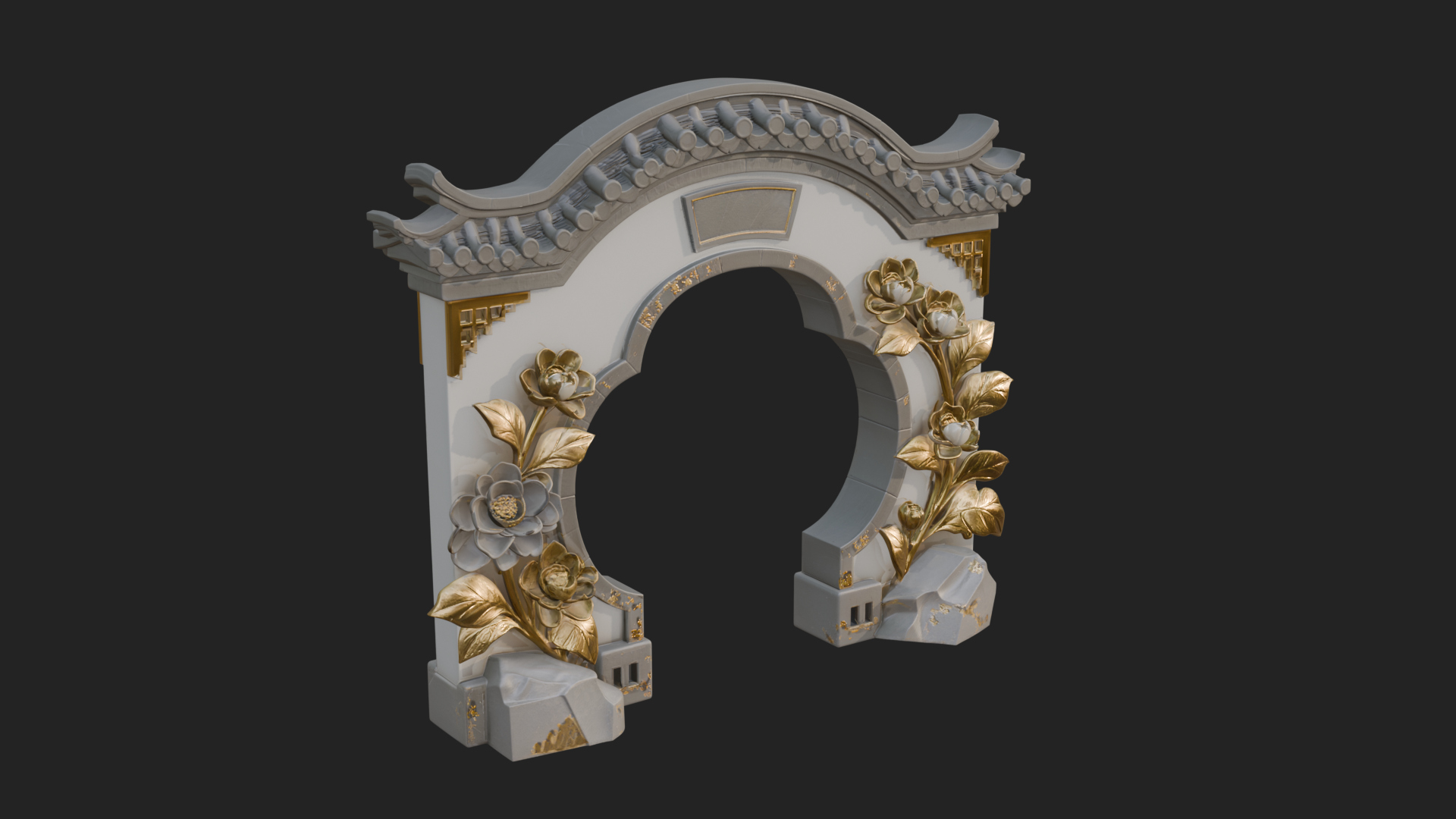 Blossom Carved Stone Arch Design 3 3D Print Model 3D Model