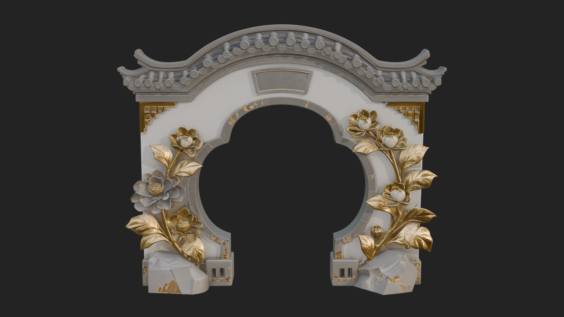 Blossom Carved Stone Arch Design 3 3D Print Model 3D Model
