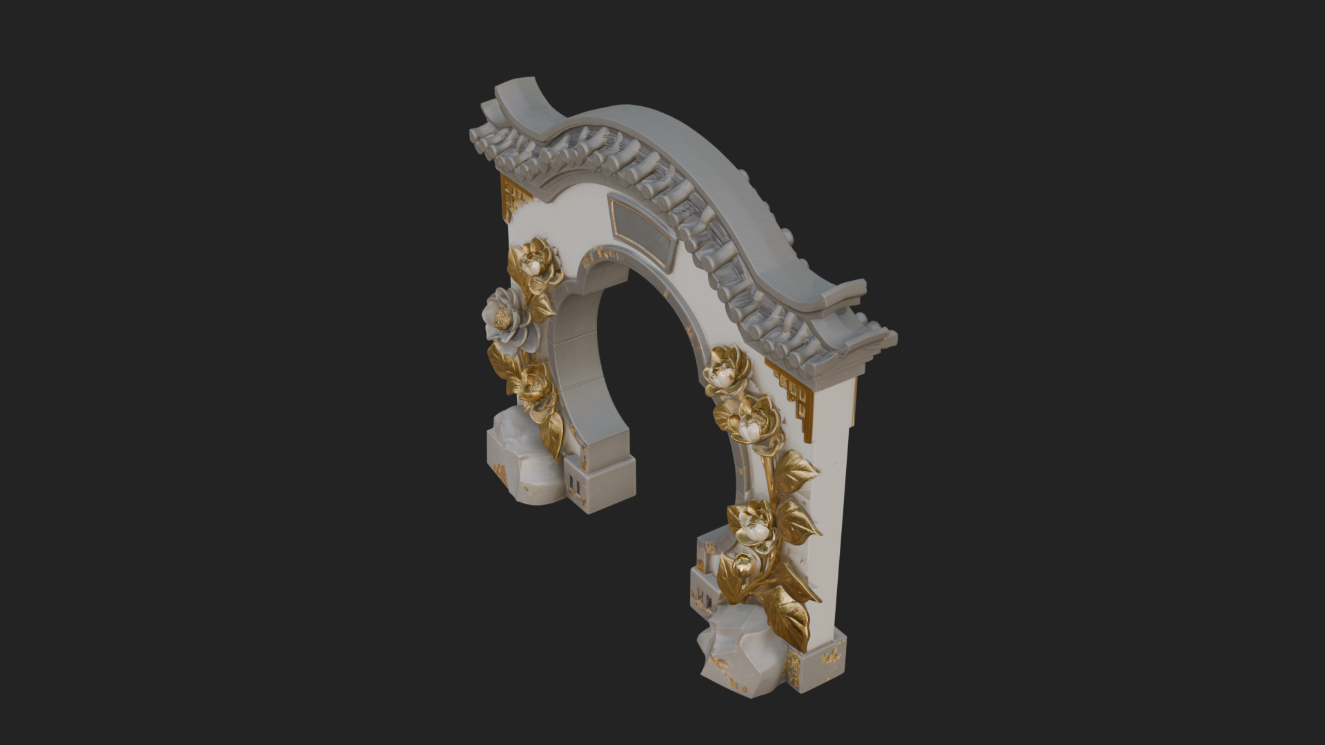 Blossom Carved Stone Arch Design 3 3D Print Model 3D Model