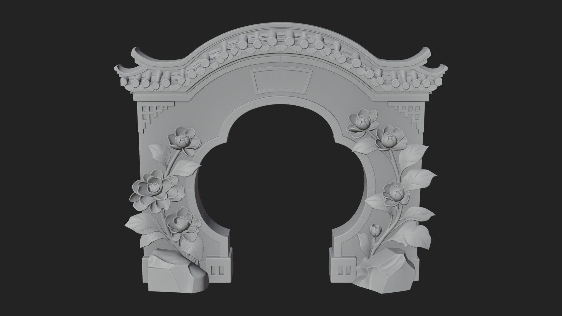Blossom Carved Stone Arch Design 3 3D Print Model 3D Model